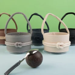 Set of 6 Teaspoons with Blue Eco-Leather Handle