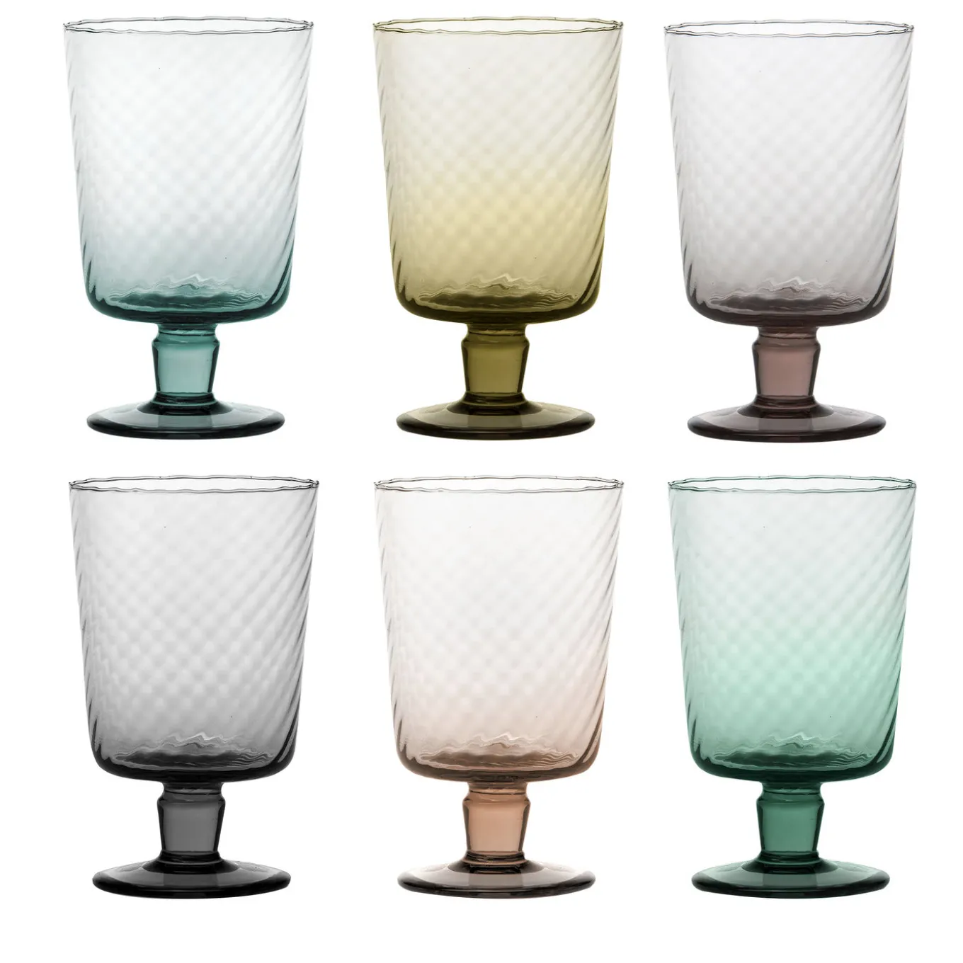 Set of 6 Torsè Multicolor Stem Glasses