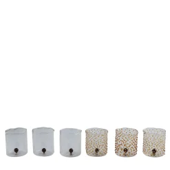 Set Of 6 Transparent And Amber Drops Glasses