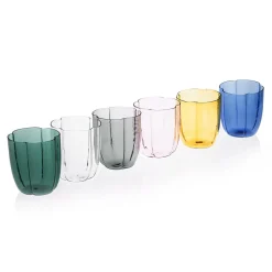 Set Of 4 Transparent Petal Water Glasses
