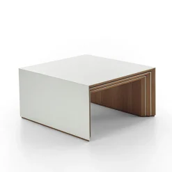 Set of 3 Trio White Teak Nesting Tables