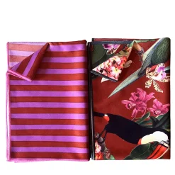 Set of 2 Tropical Red and Striped Runners