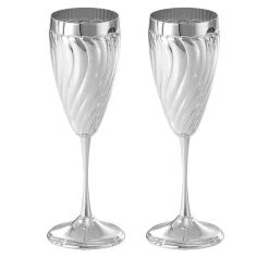 Set of 2 Twisted Silverplated Flute
