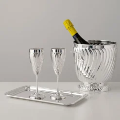 Set of 2 Twisted Silverplated Flute