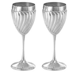 Set of 2 Twisted Silverplated Wine glasses