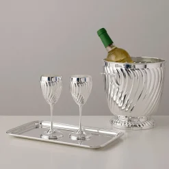 Set of 2 Twisted Silverplated Wine glasses