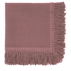 Set of 4 Vintage Pink Napkins with Long Fringe
