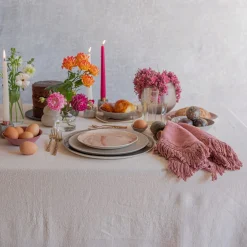 Set of 4 Vintage Pink Napkins with Long Fringe