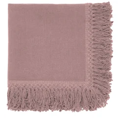 Set of 4 Vintage Pink Napkins with Long Fringes