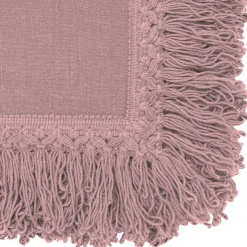 Set of 4 Vintage Pink Napkins with Long Fringes