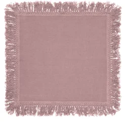 Set of 4 Vintage Pink Napkins with Long Fringes