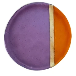 Set of 2 Violet and Orange Dessert Plates