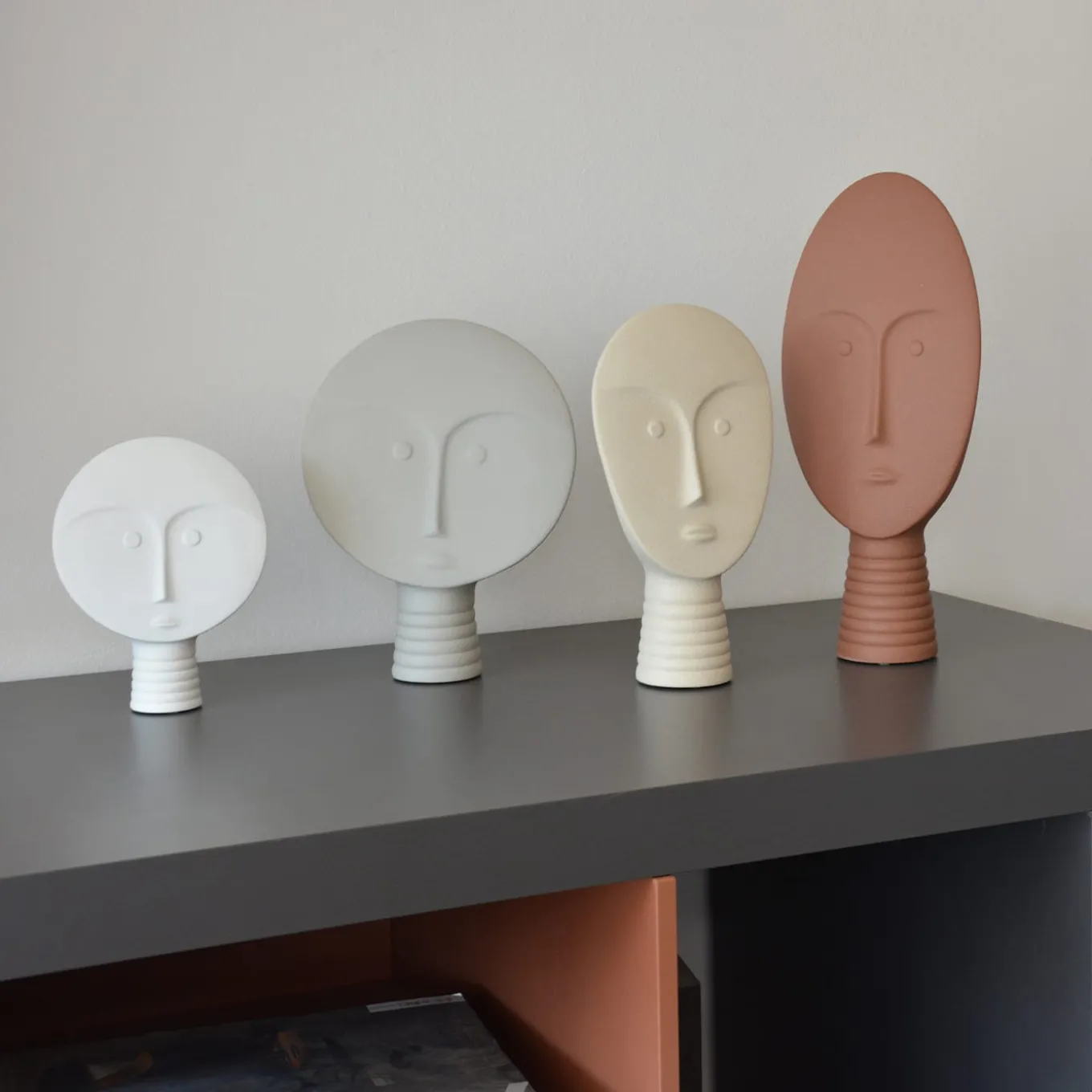 Set of 4 White and Brown Decorative Masks