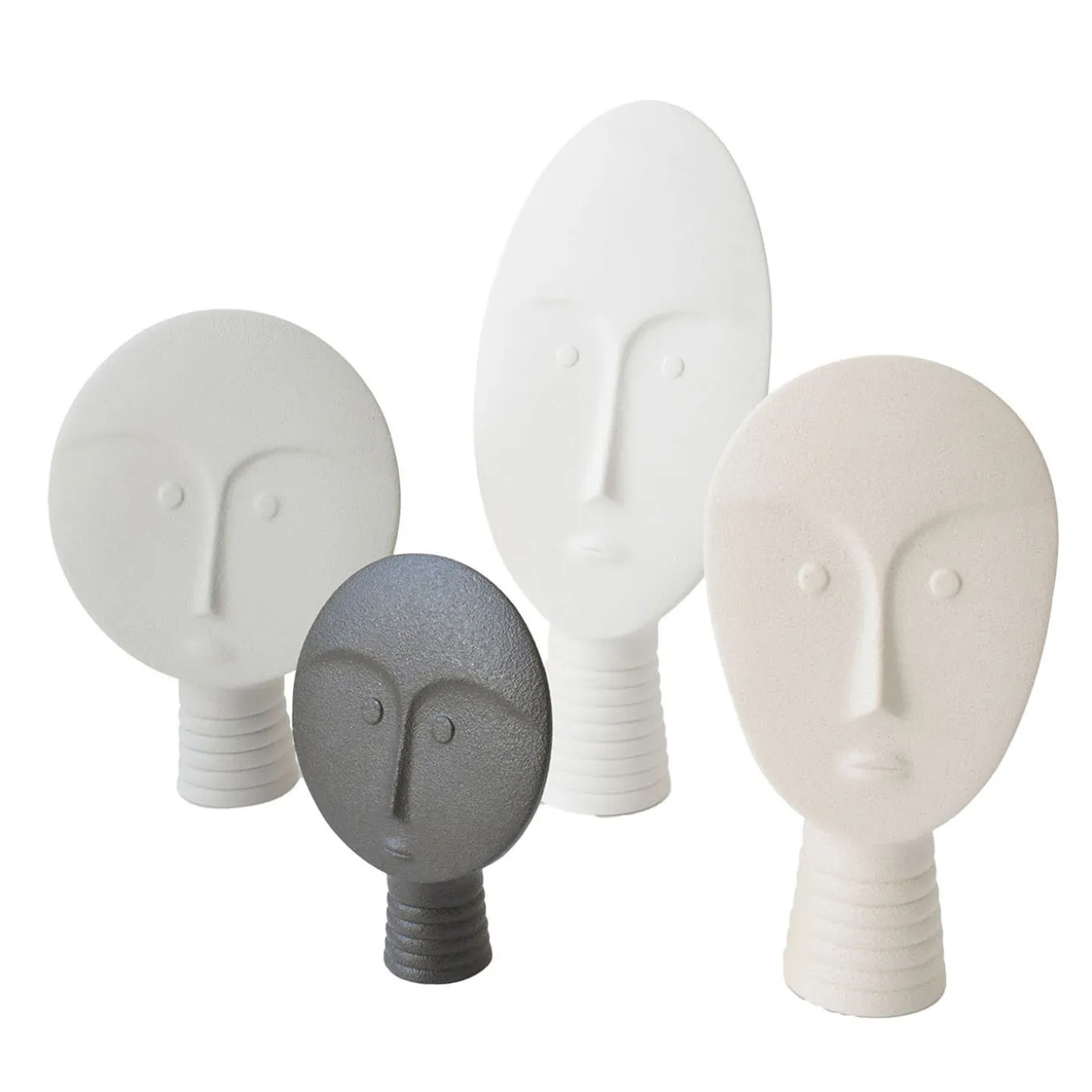 Set of 4 White and Gray Decorative Masks