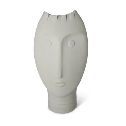 Set of 3 White and Gray Moai Vases