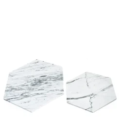 Set of 2 White Carrara Marble Hexagonal Plates