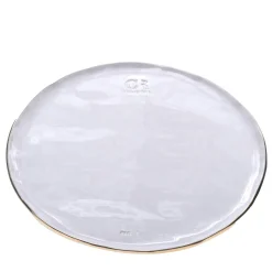 Set of 2 White Ceramic Charger Plate with Gold Rim