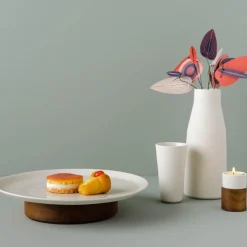 Set of 4 White Ceramic Dessert Plates