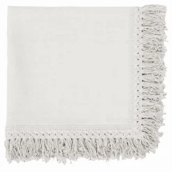 Set of 4 White Napkins with Long Fringe