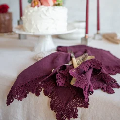 Set of 4 Wine Napkins with Sicilian Lace
