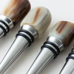 Set of 4 Wine Stoppers in Natural Horn