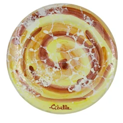 Set of 4 Yellow Marble Motif Ceramic Dessert Plates