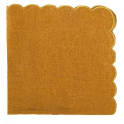 Set Of 4 Yellow Scalloped Napkins
