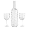 Set of Blown Glass Dafne Bottle and 2 Glasses