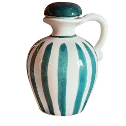 Set of Ceramic Emerald Green Olive Oil and Vinegar Bottles