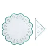 Set Of Gocce Green Round Linen Placemat And Napkin