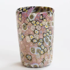 Set of Gold & Pink Water and Wine Murano Glasses for Six