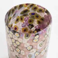 Set of Gold & Pink Water and Wine Murano Glasses for Six