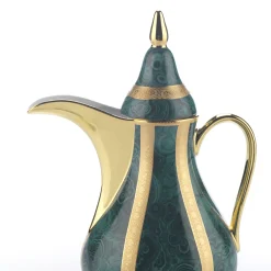 Set of Green Dallah Thermos and 6 Finjan Cups