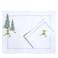 Set Of Hand-Embroidered Mountain Placemat And Napkin