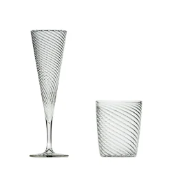 Set of Mille Righe Flutes and Water Glasses for Six