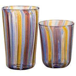 Set of Opal Water and Wine Murano Glasses for Six