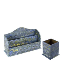 Set of Peacock Pencil Holder and Letter Sorter