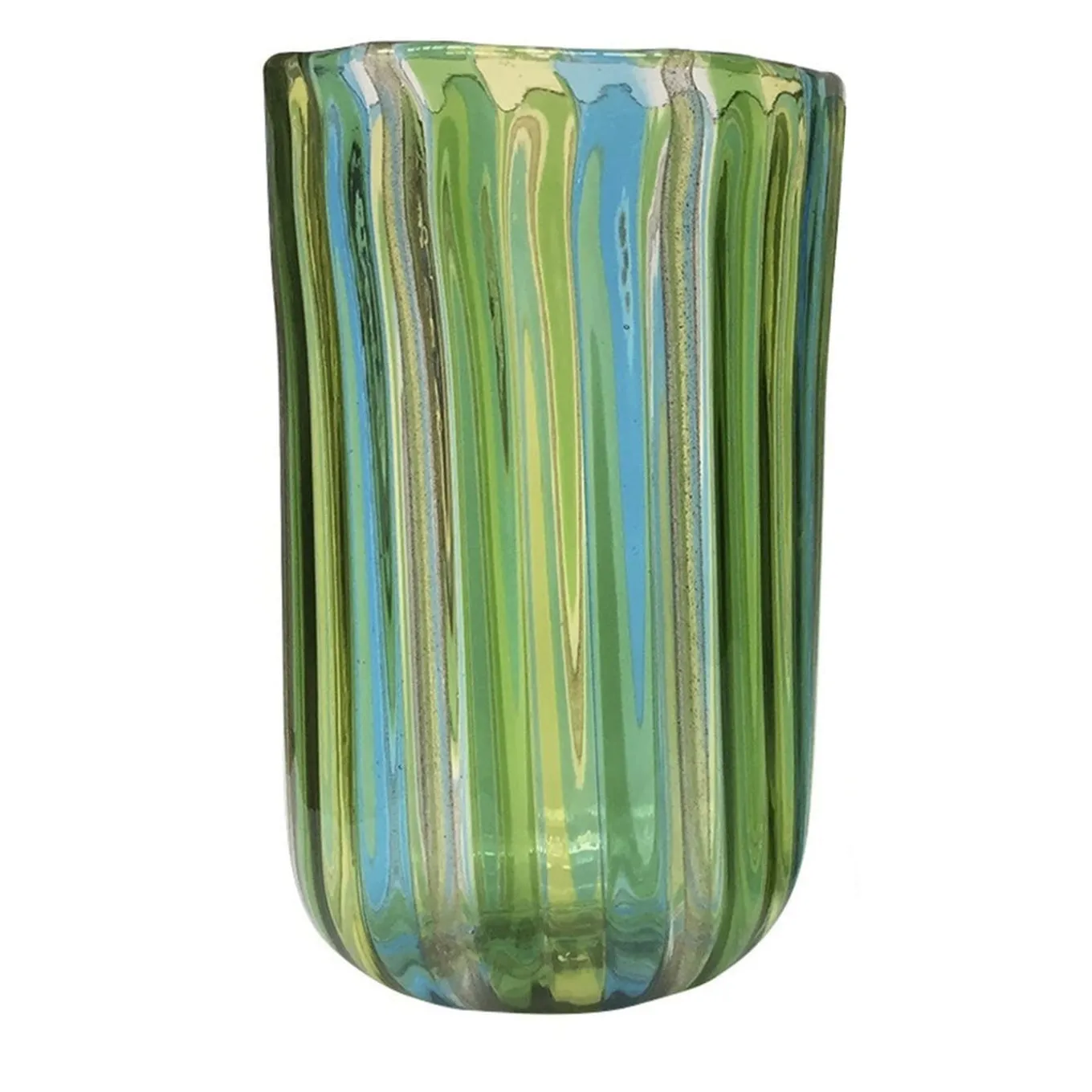 Set of Six Teal Green Murano Wine Glasses