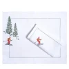 Set of Ski Hand Embroidered Placemat and Napkin #4