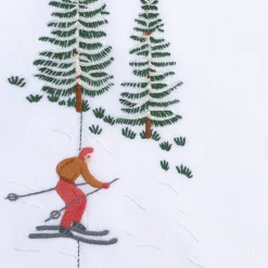 Set of Ski Hand Embroidered Placemat and Napkin #4