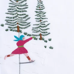 Set of Ski Hand Embroidered Placemat and Napkin #5