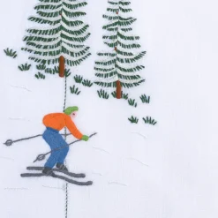 Set of Ski Hand Embroidered Placemat and Napkin #7