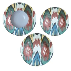 Set of Three Ikat Ceramic Plates for 1
