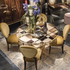 Set of Two Sophia Wood and Fabric Chairs