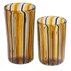 Set of Water and Wine Amber Murano Glasses for Six
