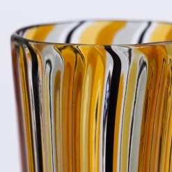 Set of Water and Wine Amber Murano Glasses for Six