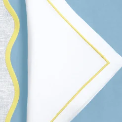 Set Of Yellow And White Placemat And Napkin