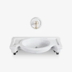Sethra white marble outdoor basin
