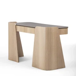 Shape 2-Drawer Leather & Eucalyptus Desk