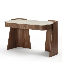 Shape Leather & Canaletto Walnut Vanity Desk